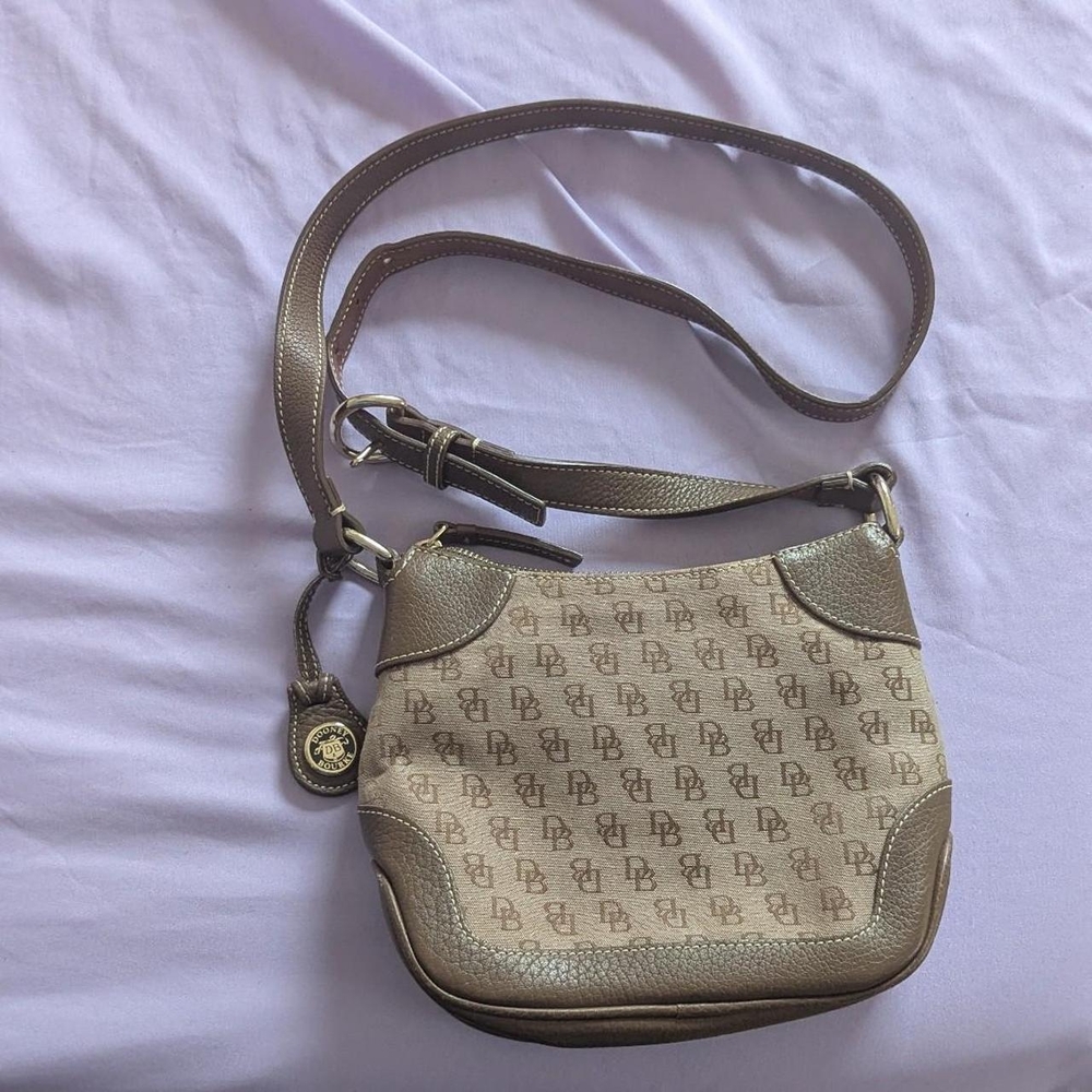 Dooney & Bourke Tan and Brown Crossbody Bag with Elegant Design
